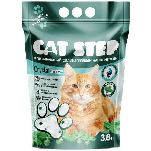 Впитывающий наполнитель Cat Step Crystal Fresh Mint, 3.8л, 1 шт. фотография