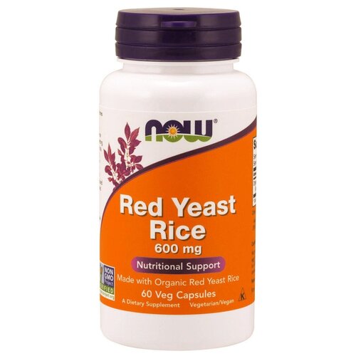 Капсулы NOW Red Yeast Rice 600 мг, 70 г, 600 мг, 60 шт. фотография