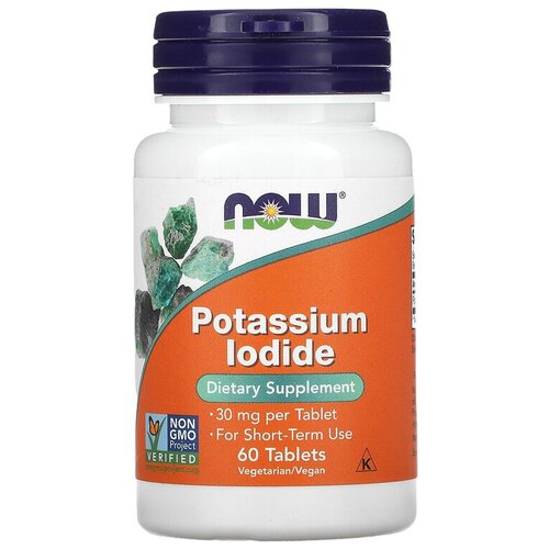 Таблетки NOW Potassium Iodide, 50 г, 30 мг, 60 шт. фотография