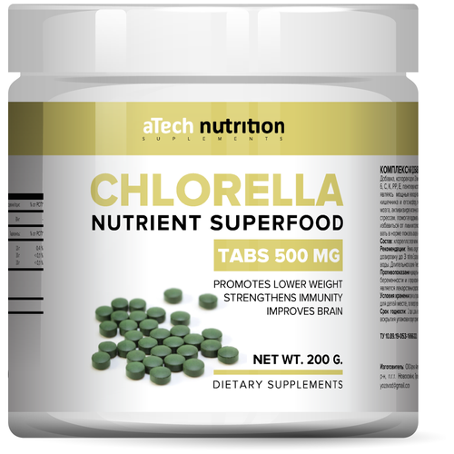 Хлорелла aTech nutrition CHLORELLA SUPERFOODS в таблетках 200 г фотография