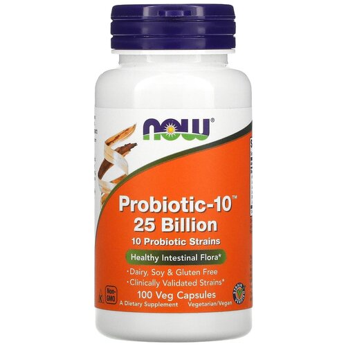 фотография NOW Probiotic-10 25 Billion (Пробиотик-10 25 миллиардов) 100 капсул, купить за 5040 р