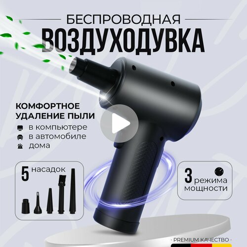 Воздуходувка портативная аккумуляторная электрическая, ветродуйка для чистки компьютера, раздув мангала, надувания шаров фотография