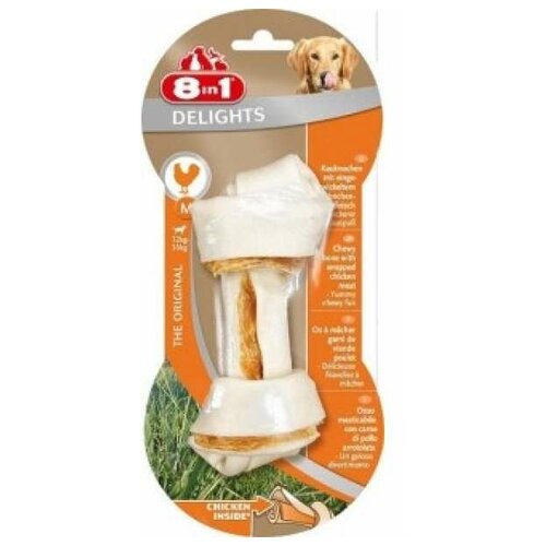 8in1 Delights Pro Dental Bone M (14 см) Косточка для чистки зубов с куриным мясом, c минералами, для средних и крупных собак 65 г фотография