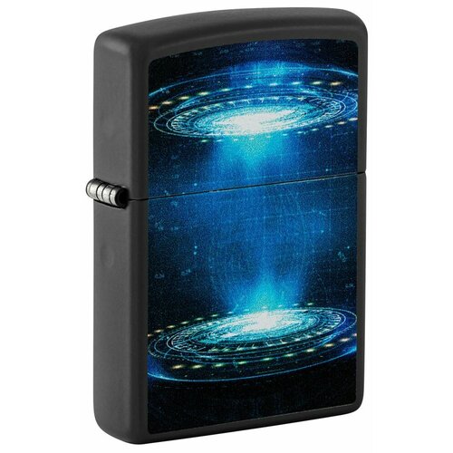 Зажигалка ZIPPO UFO Flame с покрытием Black Light, латунь/сталь, черная, матовая, 38x13x57 мм фотография