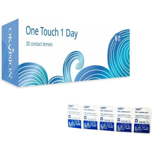 Контактные линзы OKVision One Touch 1 Day, 30 шт., R 8,6, D -8, 1 уп. фотография