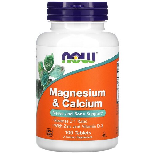 Таблетки NOW Magnesium & Calcium with Zinc and Vitamin D3, 270 г, 100 шт. фотография