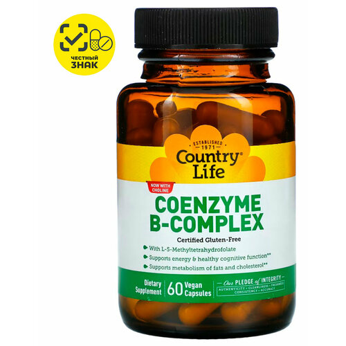 Country Life, Сoenzyme B-complex, комплекс витаминов группы B, 140 г, 60 шт. фотография