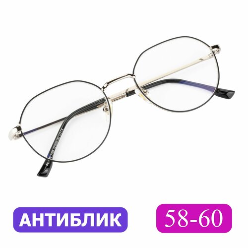 Очки женские круглые 58-60 с антибликовым покрытием (-6.00) FAVARIT 7703 C3, цвет серебристый, антиблик, без футляра, РЦ 58-60 фотография