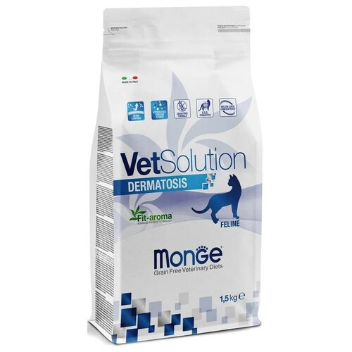 Сухой корм для кошек Monge VetSolution, при проблемах с кожей, беззерновой 1500 г (фарш) фотография