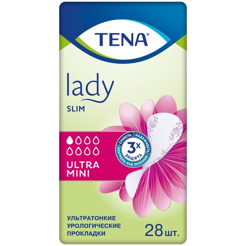 Урологические прокладки ТЕНА Lady Slim Ultra Mini, S, 1 капель, 1 уп. по 28 шт. фотография