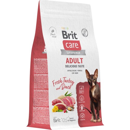 Сухой корм для привередливых кошек Brit Care Cat Adult Delicious Taste​, с индейкой и уткой 1,5 кг фотография