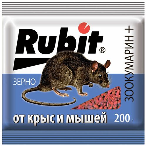 Средство Rubit Зоокумарин+ зерно 200 г, пакет, 0.2 кг, 0.2 л фотография