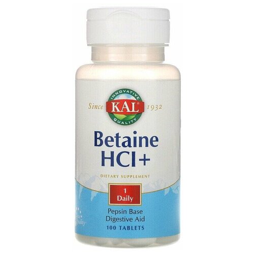 Таблетки KAL Betaine HCl+, 100 г, 100 шт. фотография