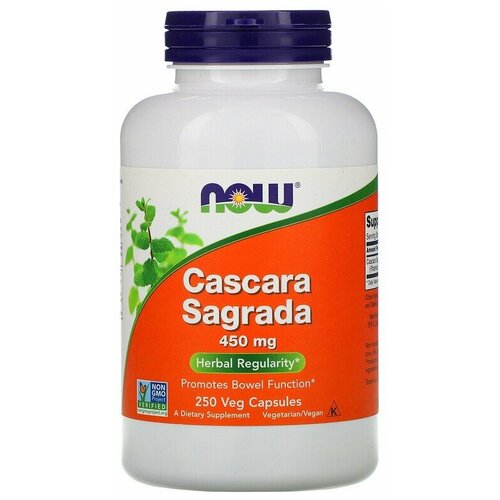 NOW Cascara Sagrada 450 mg 250 вегетарианских капсул фотография