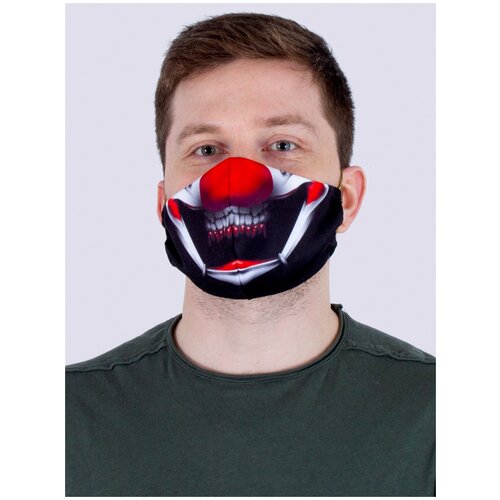 фотография Маска многоразовая Face 2 Premium (универсальный; черный/ белый, красный (Clown)), купить за 720 р