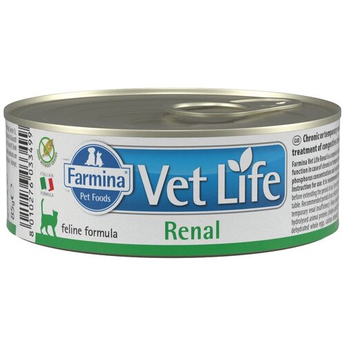 Влажный корм для кошек Farmina Vet Life Renal при проблемах с почками 2 шт. х 85 г (паштет) фотография