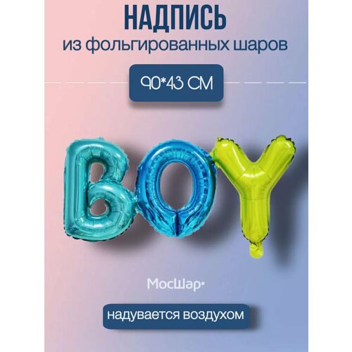 Набор фольгированных воздушных шаров буквы BOY разноцветные фотография