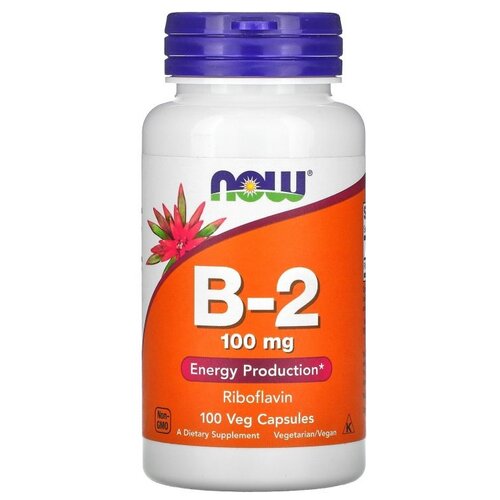 Капсулы NOW Vitamin B-2, 70 г, 100 мг, 100 шт. фотография