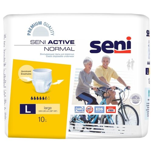 Трусы - подгузники впитывающие для взрослых Seni ACTIVE NORMAL large (обхват 100-135 см), 10 шт. фотография