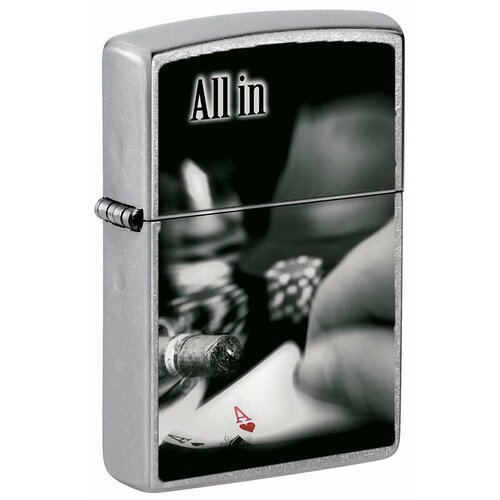 Оригинальная бензиновая зажигалка ZIPPO Classic 207 ALL IN ALL с покрытием Street Chrome - Ва-банк фотография