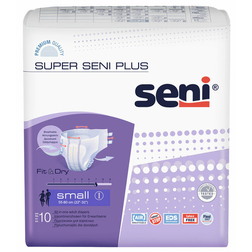 Подгузники для взрослых Super Seni PLUS small (обхват 55-80 см) 10 шт. фотография