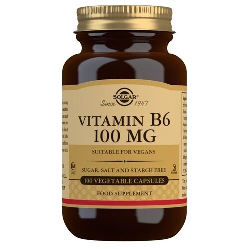 Solgar Vitamin B-6 Piridoxine HCI 100 мг (Витамин Б-6 Пиридоксин) 100 вегетарианских капсул (Solgar) фотография