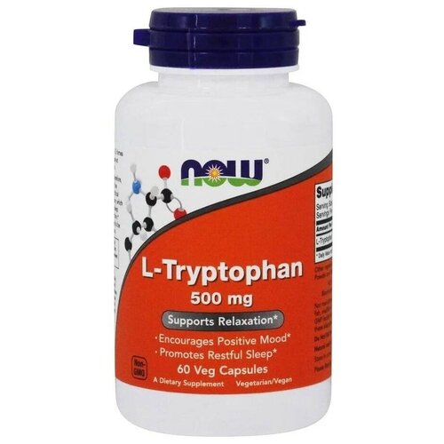 Капсулы NOW L-Tryptophan, 100 г, 150 мл, 500 мг, 60 шт. фотография