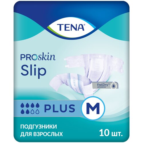 Подгузники для взрослых ТЕНА Slip Plus, M, 6 капель, 73-122 см, 10 шт. фотография