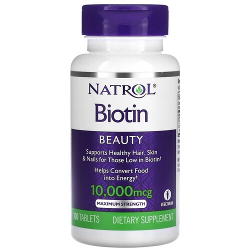 Таблетки Natrol Biotin 10000 мкг, 80 г, 10000 мкг, 100 шт. фотография