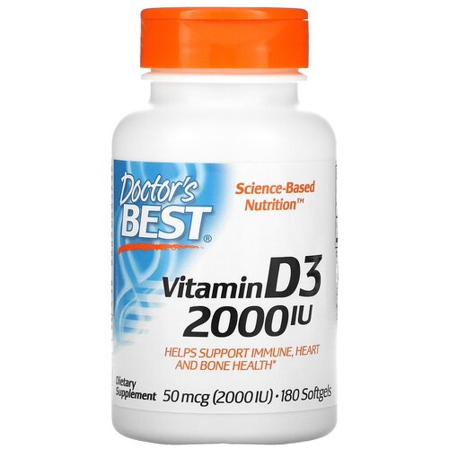 Капсулы Doctor's Best Vitamin D3, 80 г, 2000 ME, 180 шт. фотография