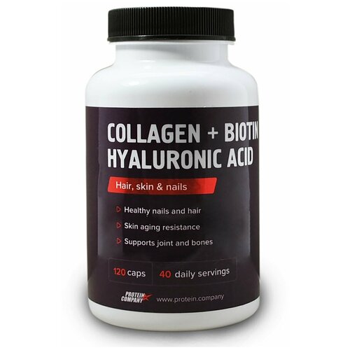 Капсулы PROTEIN.COMPANY Collagen + Biotin Hyaluronic acid, 90 г, 250 мл, 120 шт. фотография