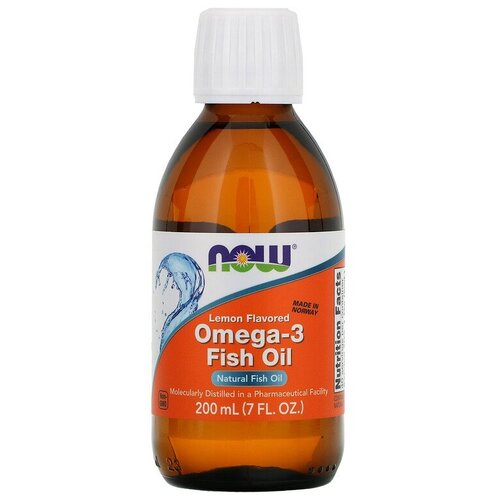 Раствор NOW Omega-3 Fish Oil, 0.3 г, 200 мл фотография