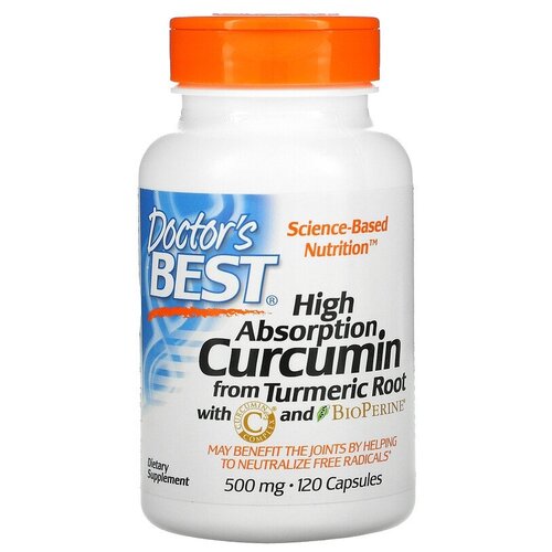 Капсулы Doctor's Best High Absorption Curcumin with C3 Complex and BioPerine 500 мг, 120 г, 500 мг, 120 шт. фотография