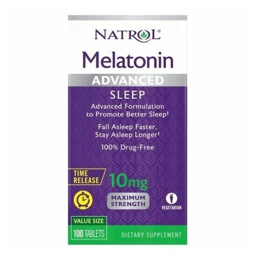 Таблетки Natrol Melatonin Advanced Sleep Time Release, 10 мг, 100 шт. фотография