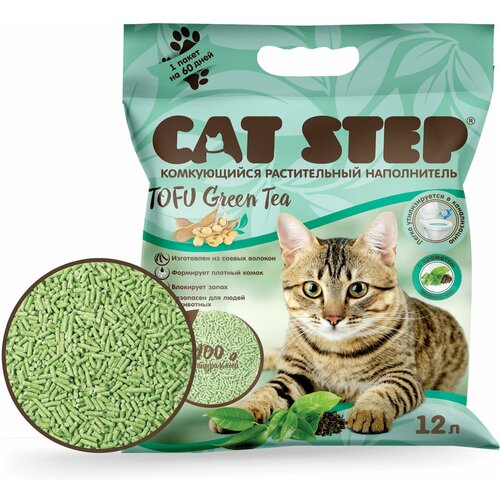 Комкующийся наполнитель Cat Step Tofu Green Tea, 12л, 1 шт. фотография