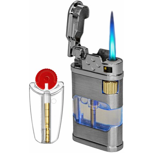 Металлическая газовая зажигалка + кремни в наборе фотография