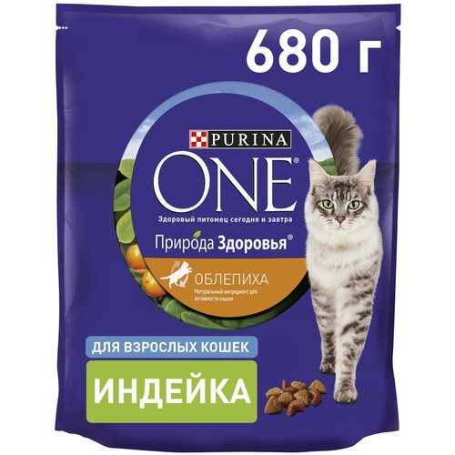 Сухой корм Purina ONE Природа Здоровья для взрослых кошек с индейкой, 680 г фотография