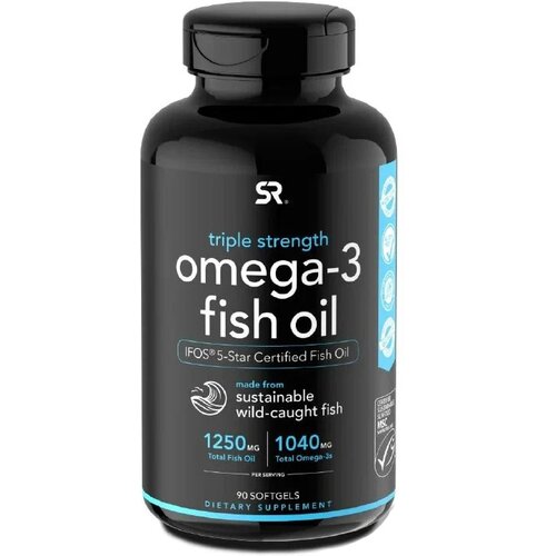 Омега 3 Sports Research Omega-3 Fish Oil Triple Strength 1250 мг 90 капсул фотография