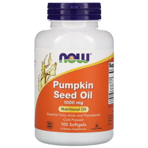 Капсулы NOW Pumpkin Seed Oil 1000 мг, 210 г, 1000 мг, 100 шт. фотография