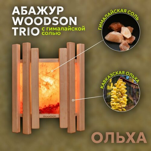 Абажур Trio с гималайской солью для бани и сауны, Woodson, ольха фотография