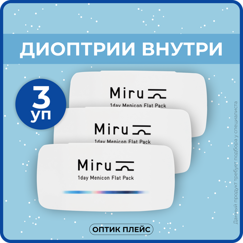 Контактные линзы Menicon Miru 1day Flat Pack, 30 шт., R 8,6, D -4,5, 3 уп. фотография