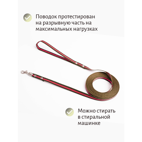 Поводок Хвостатыч для собак нейлоновый классический 3 м х 10 мм (зелено-красный) фотография