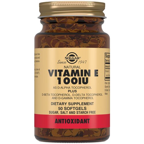 Solgar Vitamin E капс., 100 МЕ, 50 г, 50 шт. фотография