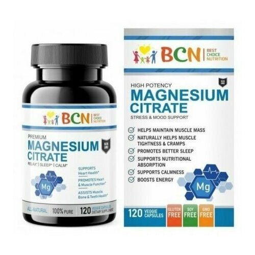 BCN Magnesium Citrate 400 mg, 120 капсул магний цитрат фотография