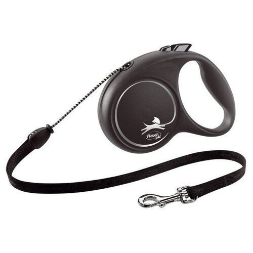 Flexi Поводок-рулетка для собак Black Design cord M 5m макс 20 kg silver фотография