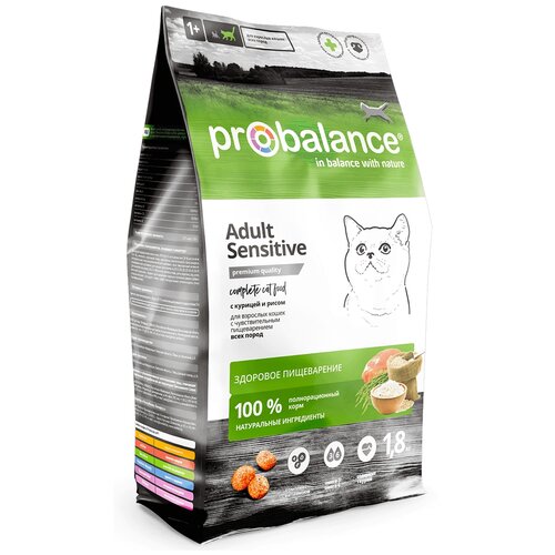 Сухой корм для кошек ProBalance Sensitive, с курицей, с рисом 2 шт. х 1800 г фотография