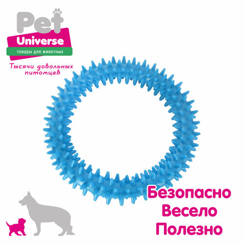 Игрушка для собак Pet Universe колечко с шипами диаметр 12,5 см, ТПР, синий, PU3064BE фотография