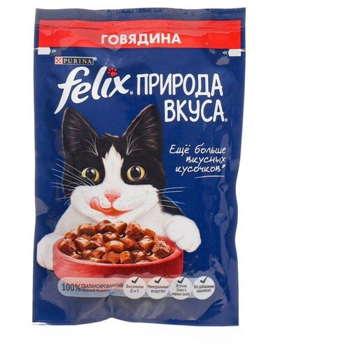 Влажный корм для взрослых кошек Felix Природа вкуса говядина 75г x 26шт фотография