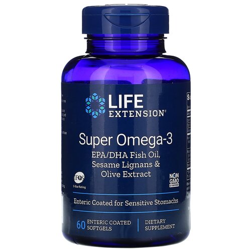 Капсулы Life Extension Super Omega-3 EPA/DHA with Sesame Lignans & Olive Extract, 200 г, 60 шт. фотография