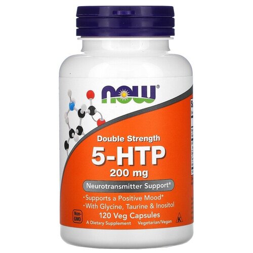 Капсулы NOW 5-HTP Double Strength 200 мг, 70 г, 200 мг, 120 шт. фотография